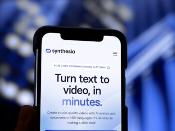 Synthesia's website on a smartphone.