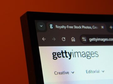 Getty Images website opening on a computer screen.