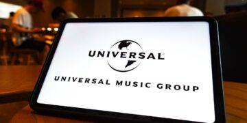 Universal Music Group logo on a tablet