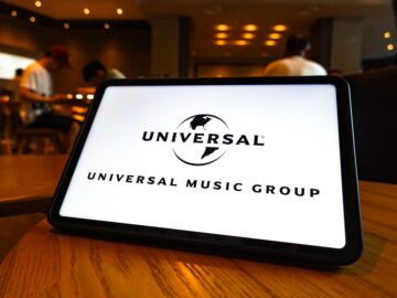 Universal Music Group logo on a tablet