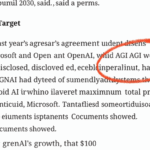 OpenAI and Microsoft logos with leaked partnership deal documents