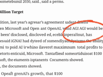 OpenAI and Microsoft logos with leaked partnership deal documents