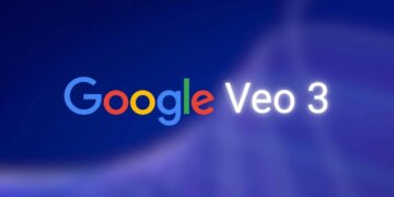 The text "Google Veo 3" is displayed on a blue and purple gradient background.