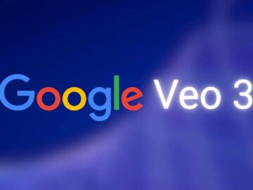 The text "Google Veo 3" is displayed on a blue and purple gradient background.