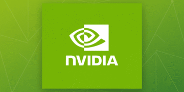 The NVIDIA logo, featuring a stylized white eye icon and the word NVIDIA in white text, centered on a vibrant green background with a subtle geometric pattern.