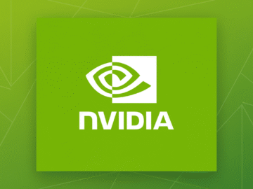The NVIDIA logo, featuring a stylized white eye icon and the word NVIDIA in white text, centered on a vibrant green background with a subtle geometric pattern.